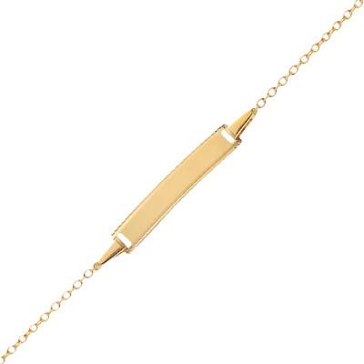 375/1000 Yellow Gold Cable Chain Rectangular Baby ID Bracelet, 14 cm - Bambins
