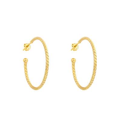 Demi-créoles en torsade Or Jaune 375, Diamètre 30 mm - Emanessence