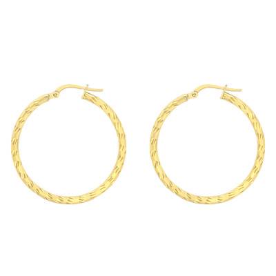 Créoles Rondes Facettées Or Jaune 375, Diamètre 24 mm - Emanessence