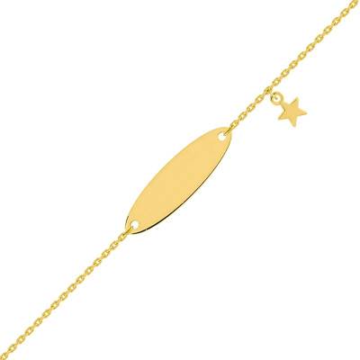 Gourmette Bébé Etoile en Or Jaune 750, Longueur de 12 à 14 cm - Bambins