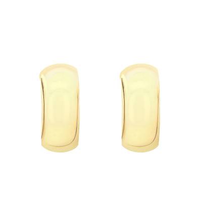 375/1000 Yellow Gold Round Hoop Earrings, Diameter 18 mm - Emanessence