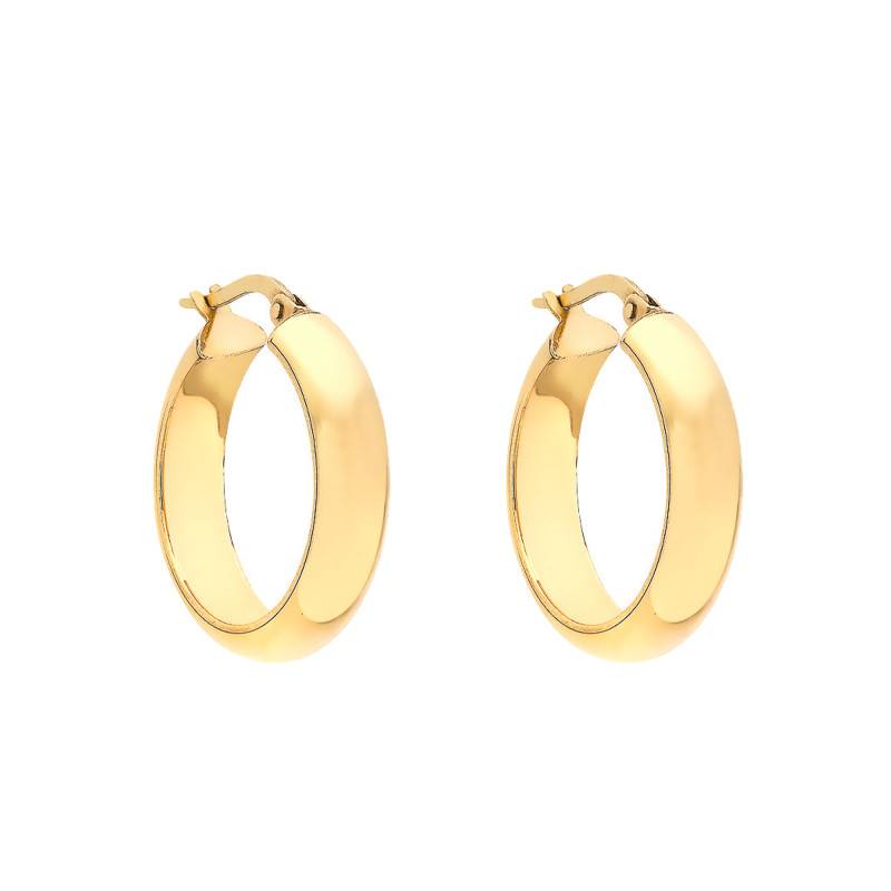 375 Yellow Gold Semi-Domed Hoop Earrings, Diameter 22 mm - Emanessence