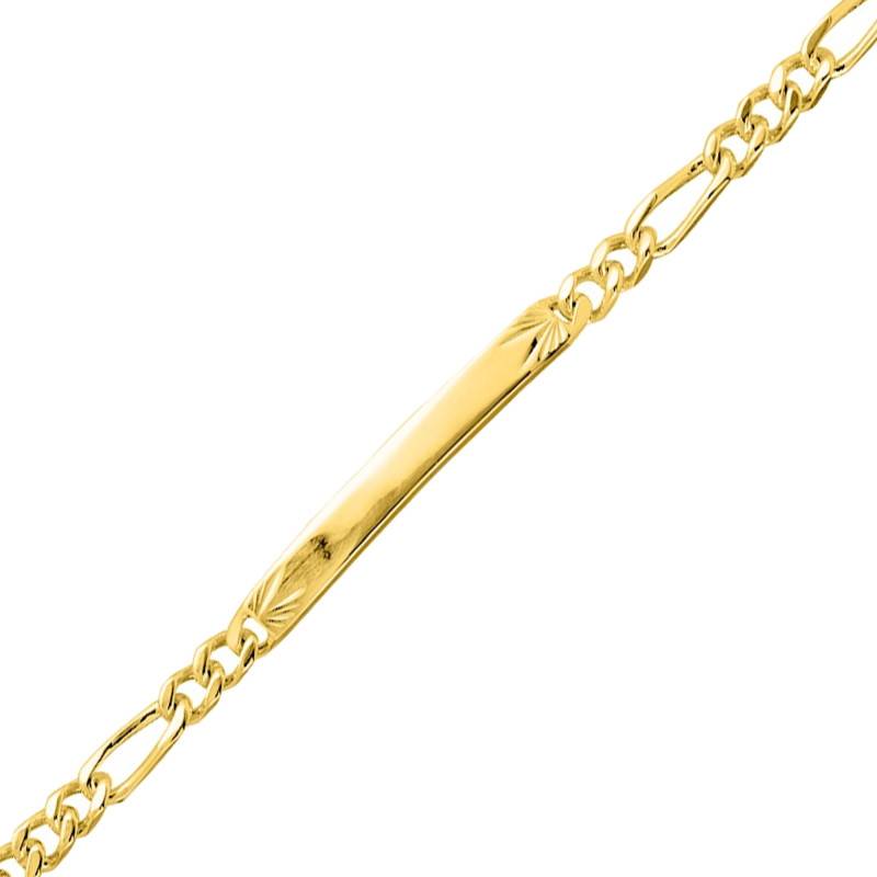 Gourmette Maille Cheval Alternée Triple en Plaqué Or Jaune, Longueur 15 cm - Bambins