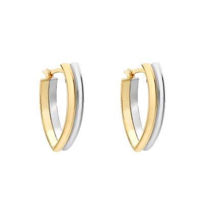 Boucles d'oreilles créoles, or jaune et Or Blanc 375 - Emanessence