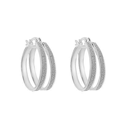 925/1000 Silver Stardust Double Hoop Earrings 18 mm Diameter - Emanessence