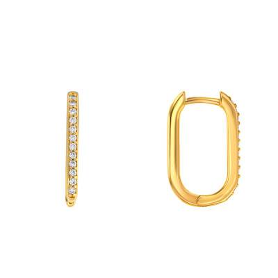 375 Yellow Gold Rectangular Hoop Earrings - Emanessence