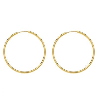 375/1000 Yellow Gold Hoop Earrings, 20 mm Diameter - Emanessence