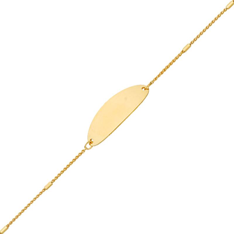 375/1000 Yellow Gold Cable Chain Baby ID Bracelet, Adjustable Length 14 cm - Bambins