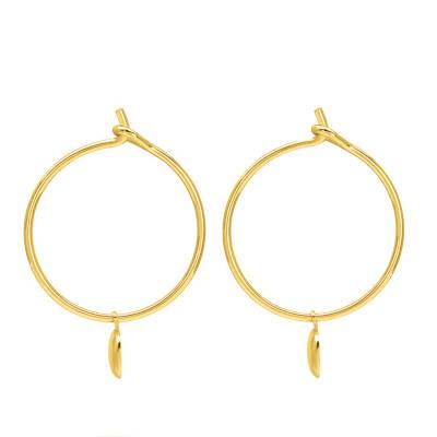 Yellow Gold-Plated Disc Hoop Earrings, 16 mm Diameter - Emanessence