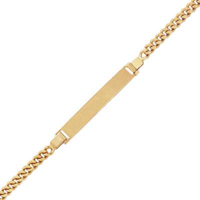 Gourmette bébé plaque rectangle 2.4 cm, Or Jaune 750, 14 cm réglable - Bambins