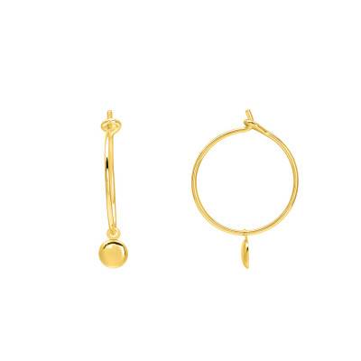Yellow Gold-Plated Disc Hoop Earrings, 16 mm Diameter - Emanessence
