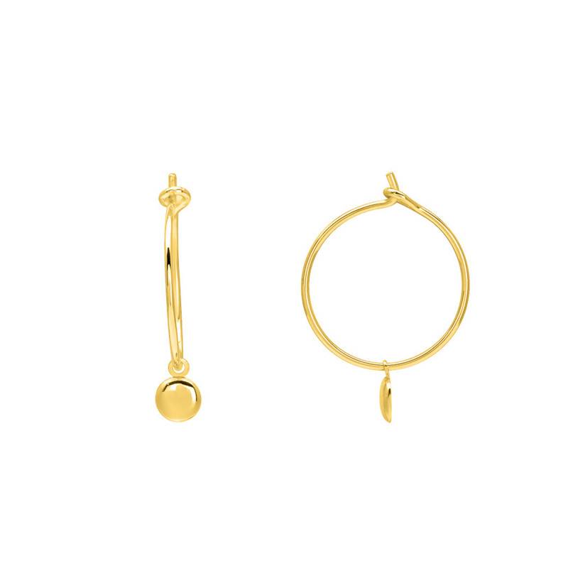 Yellow Gold-Plated Disc Hoop Earrings, 16 mm Diameter - Emanessence