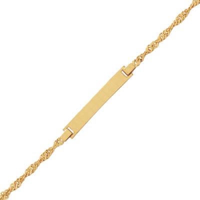 Gourmette junior plaque rectangle, Or Jaune 750, Longueur 16 cm - Bambins