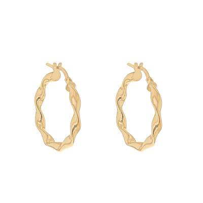 Créoles Torsadées Or Jaune 375, Diamètre 21 mm - Emanessence