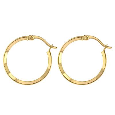 Boucles d'Oreilles Créoles en Or Jaune 375 & Oxydes de Zirconium, Diamètre 19 mm - Emanessence