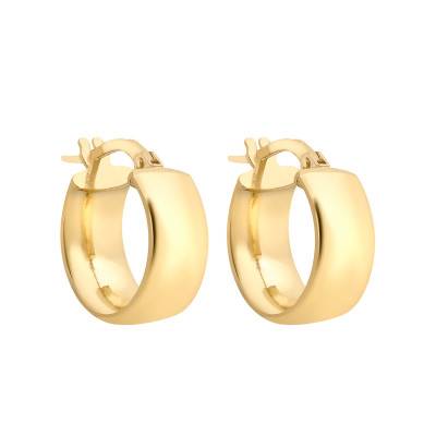 375 Yellow Gold Ribbon Hoop Earrings, 14 mm Diameter - Emanessence