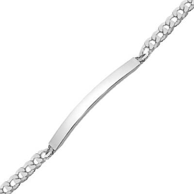 Silver Curb Chain ID Bracelet, 19cm Length - Emanessence - Emanessence
