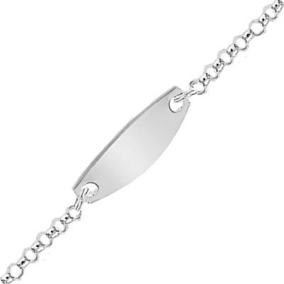 Silver Rolo Chain ID Bracelet, Length 13 cm to 16.50 cm - Emanessence
