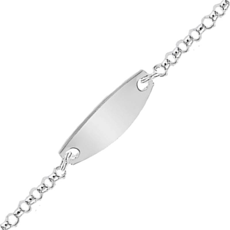 Silver Rolo Chain ID Bracelet, Length 13 cm to 16.50 cm - Emanessence