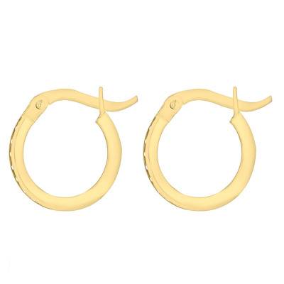375 Yellow Gold & Zirconium Oxide Hoop Earrings, 13 mm Diameter - Emanessence