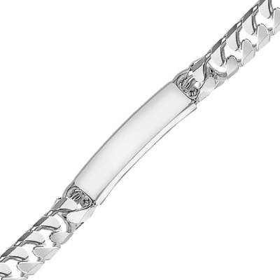 Gourmette identité, maille gourmette 9,6 mm, argent, Longueur 21 cm - Emanessence