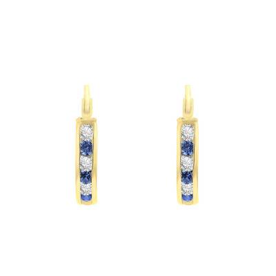375 Yellow Gold & Zirconium Oxide Hoop Earrings, 14 mm Diameter - Emanessence