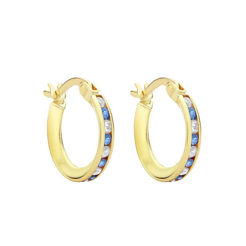 375 Yellow Gold & Zirconium Oxide Hoop Earrings, 14 mm Diameter - Emanessence