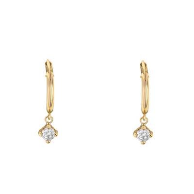 375 Yellow Gold & Cubic Zirconia Hoop Earrings, Diameter 9.5 mm - Emanessence
