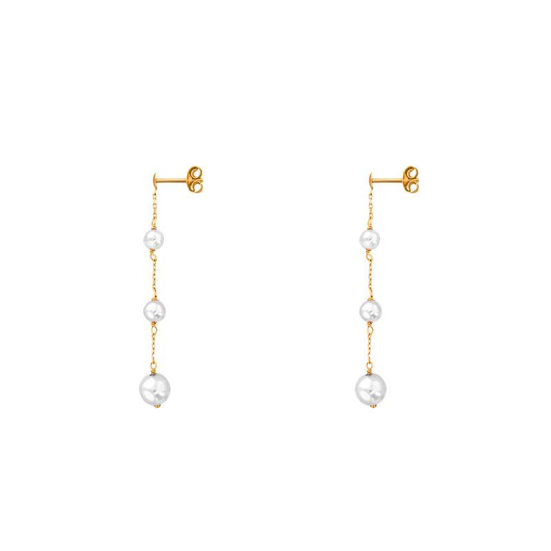 750/1000 Yellow Gold & Cultured Pearl Drop Earrings - Emanessence