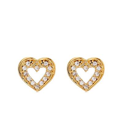 Boucles d'Oreilles Coeur Plaqué Or & Oxyde de Zirconium - Emanessence