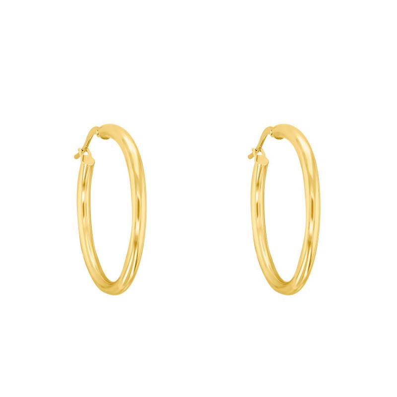750/1000 Yellow Gold Round Wire Hoop Earrings, Diameter 35 mm - Emanessence