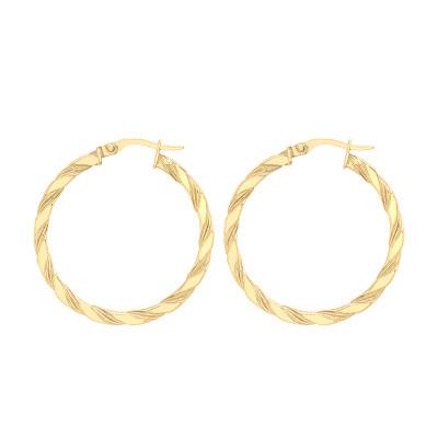 Créoles Torsadée Or Jaune 375, Diamètre 25 mm ou 30 mm - Emanessence