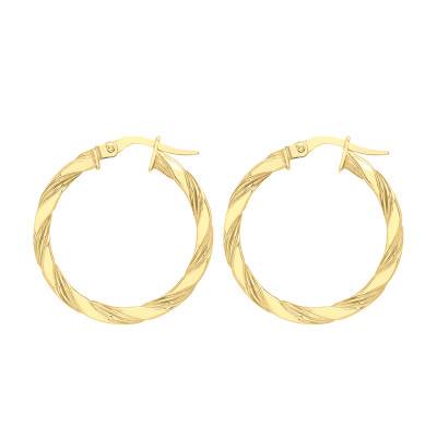 Créoles Torsadée Or Jaune 375, Diamètre 25 mm ou 30 mm - Emanessence