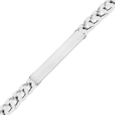 Gourmette Identité, Maille Cubaine, 6,4 mm, Argent, Longueur 20 cm - Emanessence