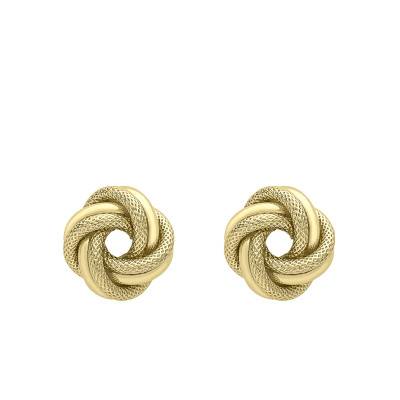 375 Yellow Gold Textured Hoop Earrings - Emanessence