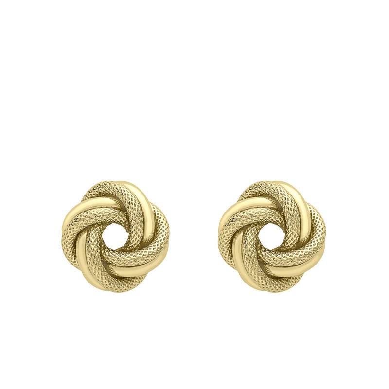 375 Yellow Gold Textured Hoop Earrings - Emanessence