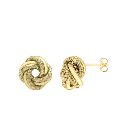 375 Yellow Gold Textured Hoop Earrings - Emanessence