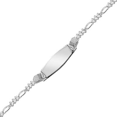 Silver Figaro Chain Baby ID Bracelet, 13 cm Length - Emanessence