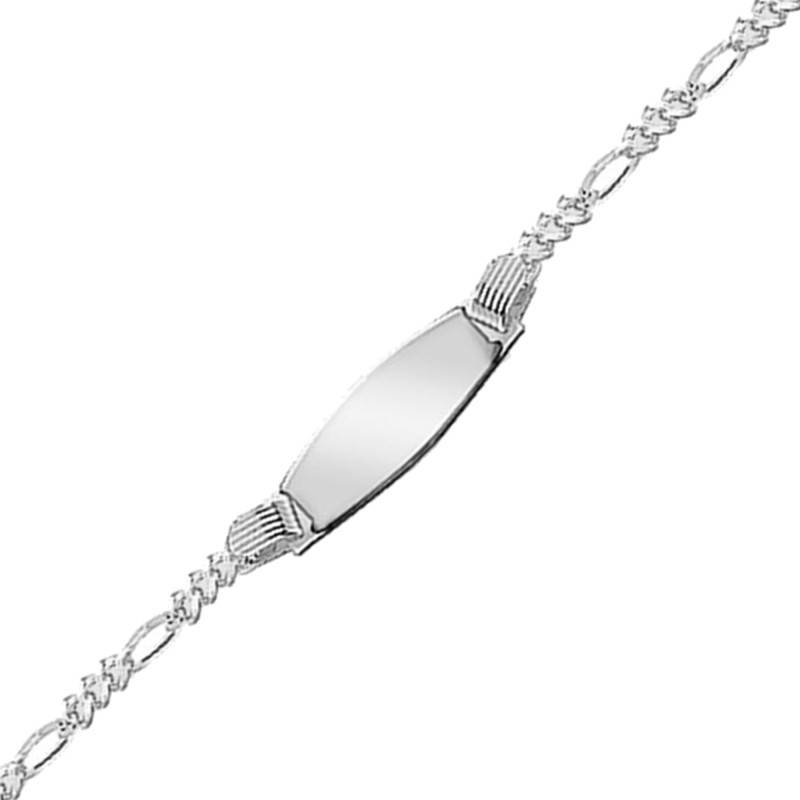 Silver Figaro Chain Baby ID Bracelet, 13 cm Length - Emanessence