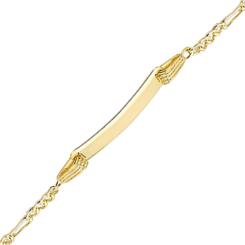 Figaro Chain ID Bracelet in 375 Yellow Gold, Length 15 cm and 18 cm - Emanessence