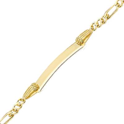 375 Yellow Gold Figaro Chain ID Bracelet, Length 15 cm - Emanessence