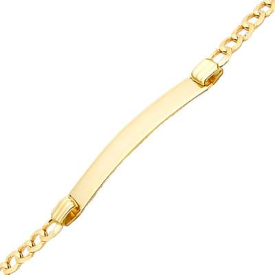 375/1000 Yellow Gold Curb Chain ID Bracelet, 19 cm - Emanessence