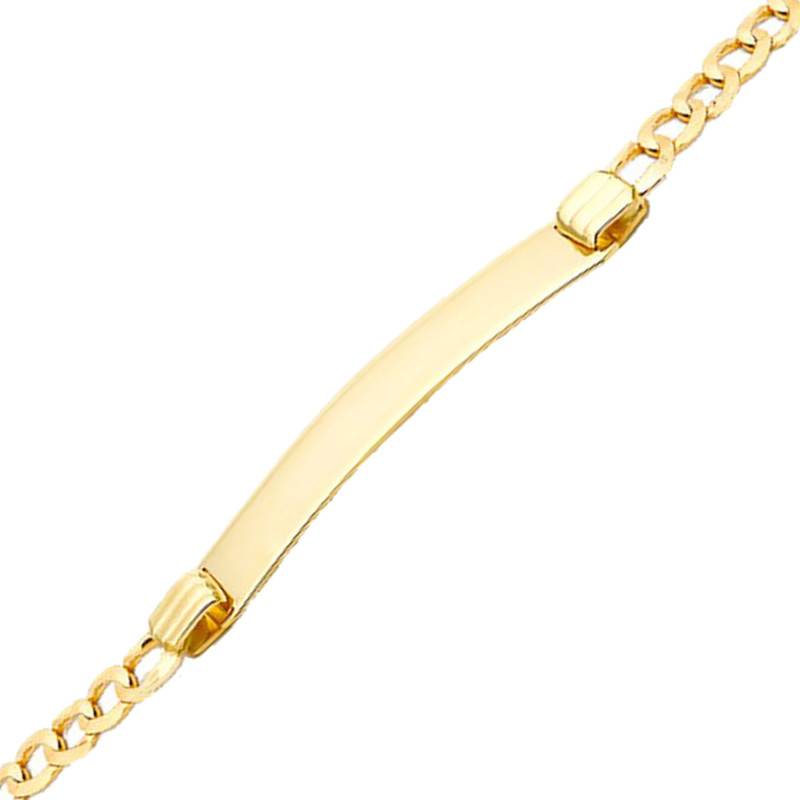375/1000 Yellow Gold Curb Chain ID Bracelet, 19 cm - Emanessence