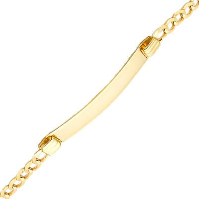 Gourmette Maille Gourmette, plaque 5,5 x 25 mm, Or Jaune 375, 18 cm - Emanessence