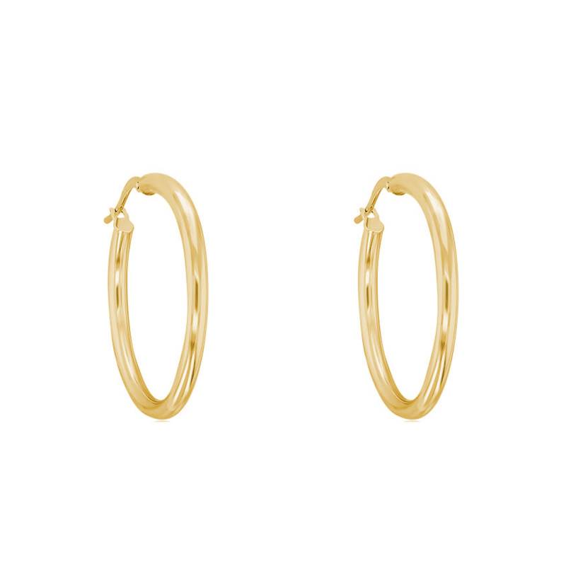 750 Yellow Gold Round Wire Hoop Earrings, 45 mm Diameter - Emanessence