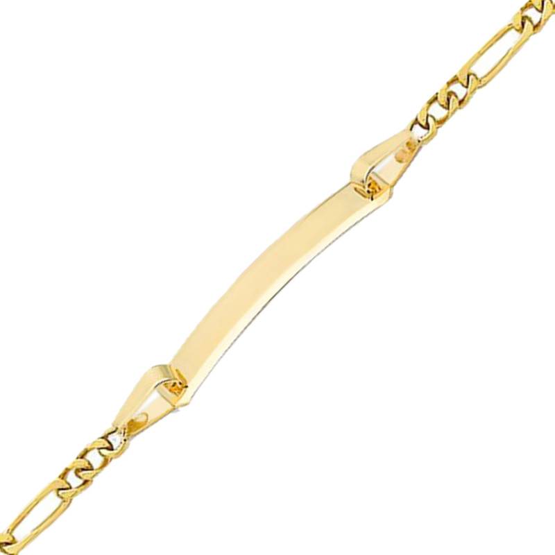 Emanessence Curved 375 Yellow Gold Figaro Chain ID Bracelet, 18 cm - Emanessence