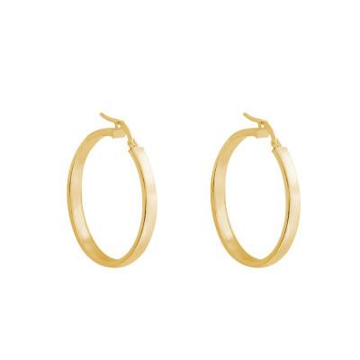 375 Yellow Gold Rectangular Wire Hoop Earrings, 30 mm Diameter - Emanessence