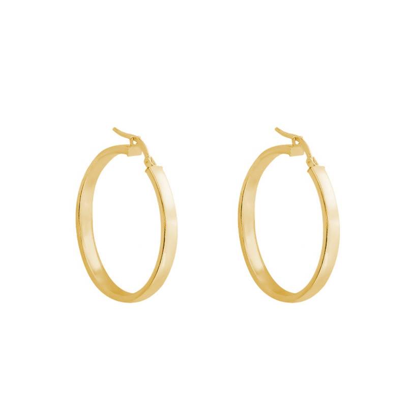 375 Yellow Gold Rectangular Wire Hoop Earrings, 30 mm Diameter - Emanessence