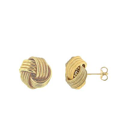 9K Yellow Gold Rope Stud Earrings 375 - Emanessence