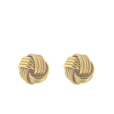 9K Yellow Gold Rope Stud Earrings 375 - Emanessence